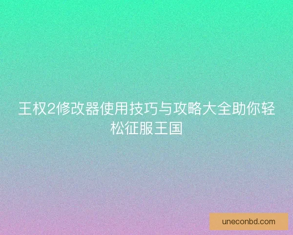 王权2修改器使用技巧与攻略大全助你轻松征服王国